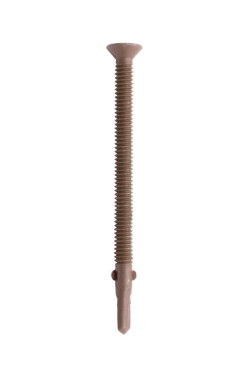 1/4"-20 x 3-3/4 Flat Head Phillips Tek Screw #4 Point with Wings, Steel WAR Coated