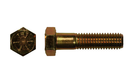 1-1/4"-7 x 7-1/2" Hex Cap Screw Grade 8, Zinc Yellow - PT