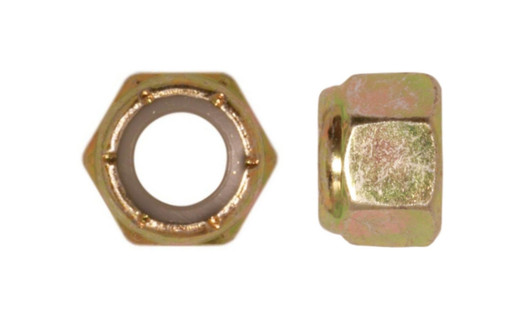 9/16"-12 UNC NE Nylon Insert Lock Nut, Grade C Steel, Zinc Yellow