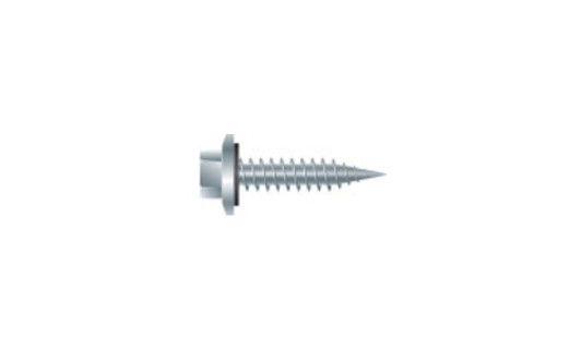 PGA1716 - #17 x 1"  Hex Flange Head w/ Neo Washer Pole Barn Screw, Type AB Sharp Point, Steel, Zinc Clear (1000 HR)  (Box of 2000)
