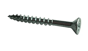 #8 x 1-1/4" Phillips Flat Head w/ Nibs Deep Thread Cabinet Screw, Type 17, Steel, Zinc Clear - PT