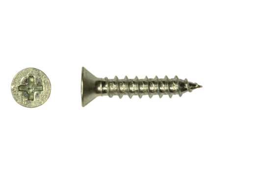 #8-15 x 1" Phillips Flat Head Sheet Metal Screw, Type A, Steel, Zinc Plated