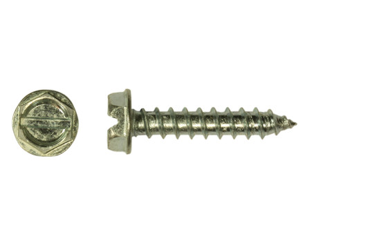 #10-12 x 1-1/2" Slotted Hex Washer Head Sheet Metal Screw, Type A, Steel, Zinc Plated