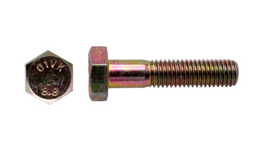 M6-1.00 x 45 mm Hex Cap Screw Grade 8.8 Zinc Yellow DIN 931/ISO 4014 (PT)