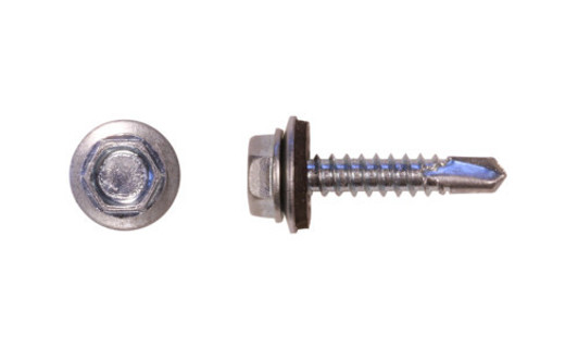 #10-16 x 1-1/2 Hex Washer Head  Tek Screw #3 Point, Steel Zinc with Neo Washer (Box of 2000)