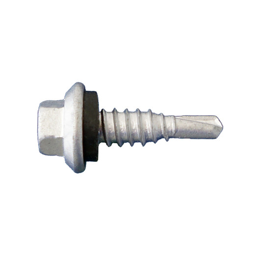 14 X 7/8 HEX FLANGE HEAD SELF DRILL SCREWS WITH RUBBER WASHER #1 STITCH POINT DAGGER-GUARD (Box of 2500)