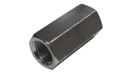 1/4-28 x 7/8-3/8 Hex Rod Coupling Nut, 3/8" Across Flats, Low Carbon Steel, Zinc Clear (Box of 600)