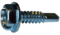 #14 x 1" Hex Washer Head Slotted Tek Screw, Steel Zinc 7/16 Hd (Box of 2,500)
