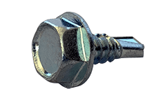 1/4"-14 x 3/4" Hex Washer Head, Serrated Tek Screw #3 Point, Steel Zinc 7/16" Hd (Box of 2,500)