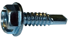 #14 x 2" Hex Washer Head Slotted Tek Screw, Steel Zinc 7/16 Hd (Box of 1,000)