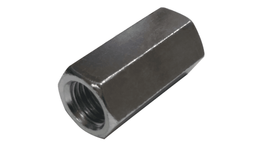 3/8"-16 x 1-3/4" Hex Rod Coupling Nut, Low Carbon Steel, Zinc Clear (Box of 200)