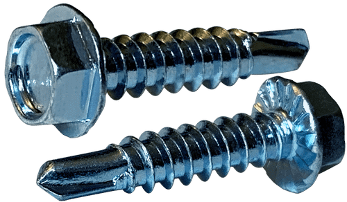 #8-18 x 3/4" Hex Washer Head, Serrated Unslotted Tek Screw, Steel Zinc Clear (1/4 Hex) (Box of 5,000)