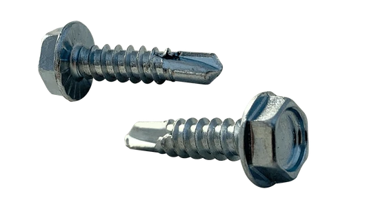 #10-16 x 3/4" Hex Washer Head, Serrated Tek Screw, Steel Zinc (5/16 Hex) (Box of 5,000)