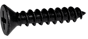#14-10 x 1" Phillips Flat Head Sheet Metal Screw, Type A, Steel, Black Oxide Coated (Box of 3,000)