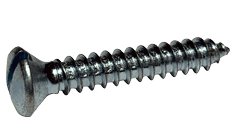 #8-15 x 1-3/4" Slotted Oval Head Sheet Metal Screw, Type A, Steel, Zinc Plated (Box of 3,000)