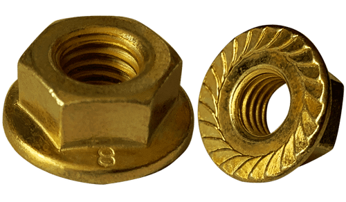 M5-0.8 Serrated Flange Nut Din 6923, Class 8, Steel, Zinc Yellow (Box of 8,000)