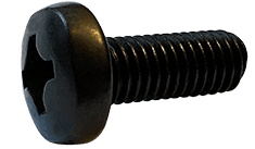 M3.5-0.6 x 8mm Phillips Drive Pan Head Machine Screw Din 7985, Class 4.8 Steel, Black Oxide - FT (Box of 3,000)