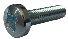 M4-0.7 x 22mm Pozi Drive Pan Head Machine Screw Din 7985, Steel, Zinc Clear - FT (Box of 2,000)