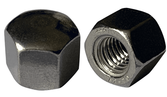 M3-0.5 Hex Cap Nut, Flat Top, DIN 917, A2 (18-8) Stainless Steel (Box of 2,000)
