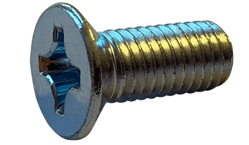 M3.5-0.6 x 25mm Phillips Drive Flat Head Machine Screw, DIN 965, Steel, Zinc Clear - FT (Box of 2,000)
