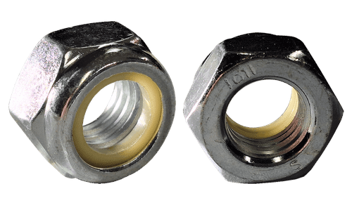 M6-1.0 Nylon Insert Lock Nut, DIN 985, Class 10, Steel, Zinc Clear (Box of 1,500)