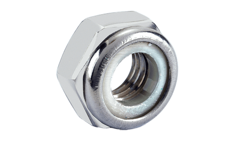 M6-1.0 Din 985 Nylon Insert Lock Nut, 18-8 Stainless Steel, Plain (Box of 4,000)