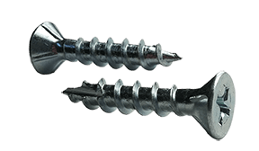 #14-7 x 1" Phillips Flat Head w/ Nibs Deep Thread Cabinet Screw, Type 17, Steel, Zinc Clear - FT (Box of 2,000)