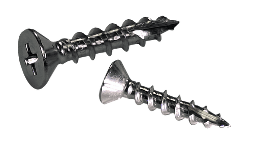 #10-9 x 1" Phillips Flat Head w/ Nibs Deep Thread Cabinet Screw, Type 17, 18-8 Stainless Steel - FT (Box of 2,000)