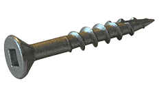 #7 x 2" Zinc Clear (1000 HR) Deck Screw, Flat Head w/ Nibs, Square Drive, Type 17 Point - PT (Box of 3,000)