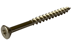 #10-8 x 4" 18-8 Stainless Steel Deck Screw, Flat Head w/ Nibs, Star (Torx) Drive, Type 17 Point (Box of 500)