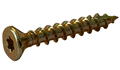 #6-13 x 1" Zinc Yellow Exterior Screw, Flat Head w/ Nibs, Star (Torx) Drive, Type 17 Point - FT (Box of 7,000)