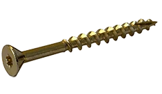 #10 x 3-1/2" Zinc Yellow Exterior Wood Screw, Flat Head w/ Nibs, Star (Torx) Drive, Type 17 Point - PT (Box of 800)