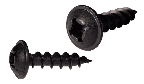 #8-11 x 1" Quadrex Drive Round Washer Head Deep Thread Cabinet Screw, Black Oxide (Box of 4,000)