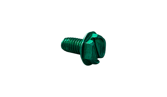 #6-32 x 3/8" Hex Washer Head Slotted Thread Cutting Screw Type F, Steel Zinc Green (Box of 10,000)