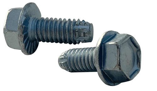 5/16"-18 x 1/2" Hex Washer Head, Serrated Unslotted Thread Cutting Screw Type F, Steel Zinc Clear (Box of 1,500)