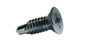 #12-14 x 1" Flat Head Phillips Tek Screw #2 Point, Steel Zinc (Box of 4,000)