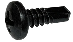#8-18 x 2" Pan Head Phillips Tek Screw #2 Point, Steel Zinc Black (Box of 2,000)