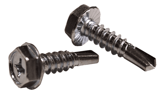 #8-18 x 1/2" Hex Washer Head, Serrated Phillips Tek Screw, Steel Zinc (Box of 10,000)