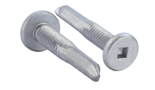 #12-24 x 2" Pancake Head Square Drive Tek Screw #5 Point, Steel Silver Ruspert (1000 HR) (Box of 1,000)