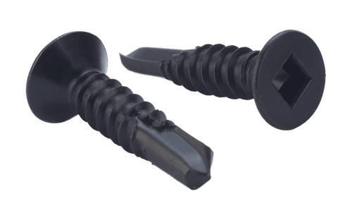 #8-18 x 3/4" Flat Head Square Tek Screw #2 Point, Steel Black Oxide (Box of 9,000)