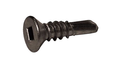 #10-16 x 2" Flat Head Square Tek Screw, Steel Silver Ruspert (1000 HR) (Box of 2,000)