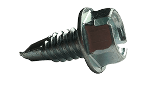 #10-16 x 1/2" Hex Washer Head Slotted Tek Screw #2 Point, Steel Zinc (Box of 8,000)