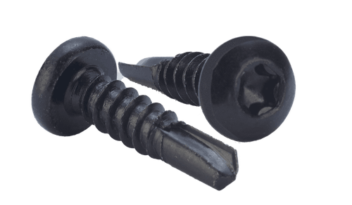 #8-18 x 5/8" Pan Head Torx (6-Lobe) Tek Screw, Steel Zinc Black (Box of 10,000)