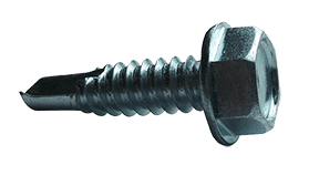 #10-16 x 2" Hex Washer Head Tek Screw #2 Point, Steel Zinc (Box of 2,000)