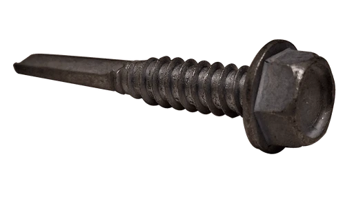 #12-14 x 1-1/2" Hex Washer Head Tek Screw #5 Point, Steel Silver Ruspert (1000 HR) (Box of 2,000)