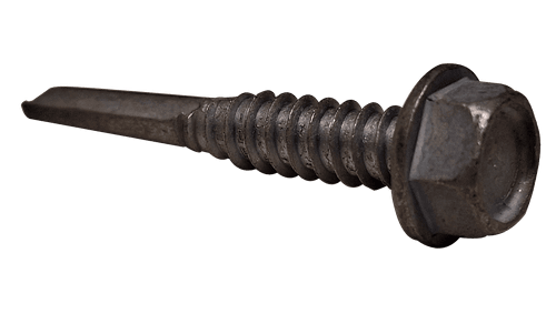 1/4"-14 x 2" Hex Washer Head Tek Screw #5 Point, Steel Silver Ruspert (1000 HR) (Box of 1,000)