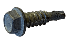 #10-16 x 1-1/4" Hex Washer Head Tek Screw #2 Point, Steel Silver Ruspert (Box of 4,000)