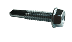 #12-24 x 7/8" Hex Washer Head Tek Screw #4 Point, Steel Zinc (Box of 4,000)