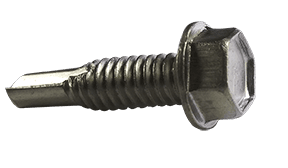 #12-24 x 1-1/4" Hex Washer Head Tek Screw #4 Point, 410 SS (Box of 1,000)