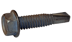 #10-24 x 3/4" Hex Washer Head Tek Screw #3 Point, Steel Silver Ruspert (Box of 5,000)
